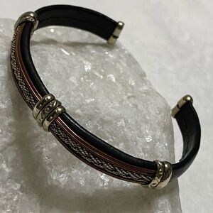 Black and Gold Bracelet with Braided Detail